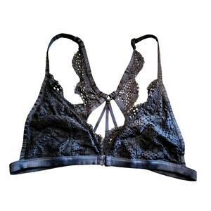 Victoria's Secret Black Front Closure Racerback Lace Bra Bralette Size Large